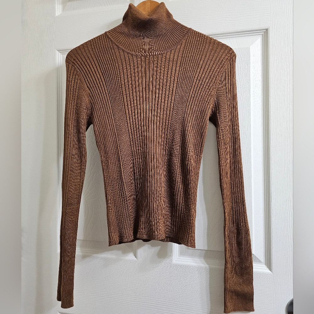 Lulu's Brown Ribbed Long Sleeve Top